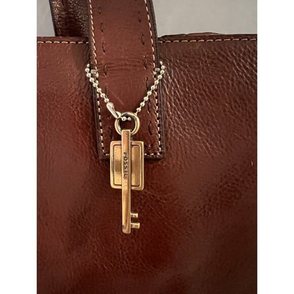 Fossil Brown Leather Vintage Sedona Numbered ZB9010 Shoulder Tote Bag 15x12x3 - Picture 2 of 14